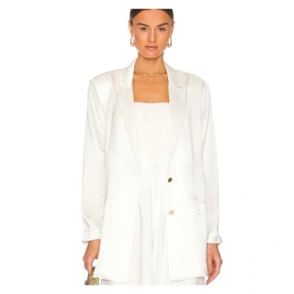 SER.O.YA. MSRP $295 Ronin Blazer. White Silk. Size Large. - Picture 1 of 6